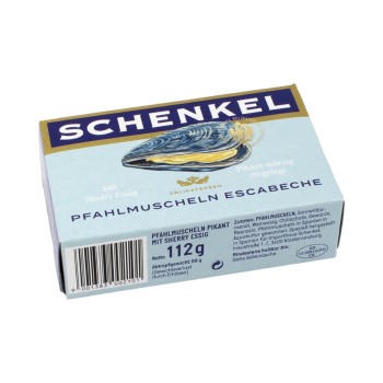 247350 Schenkel Pfahlmuscheln Escabeche mit Sherry­ Essig, pikant­wuerzig eingelegt, 112g
